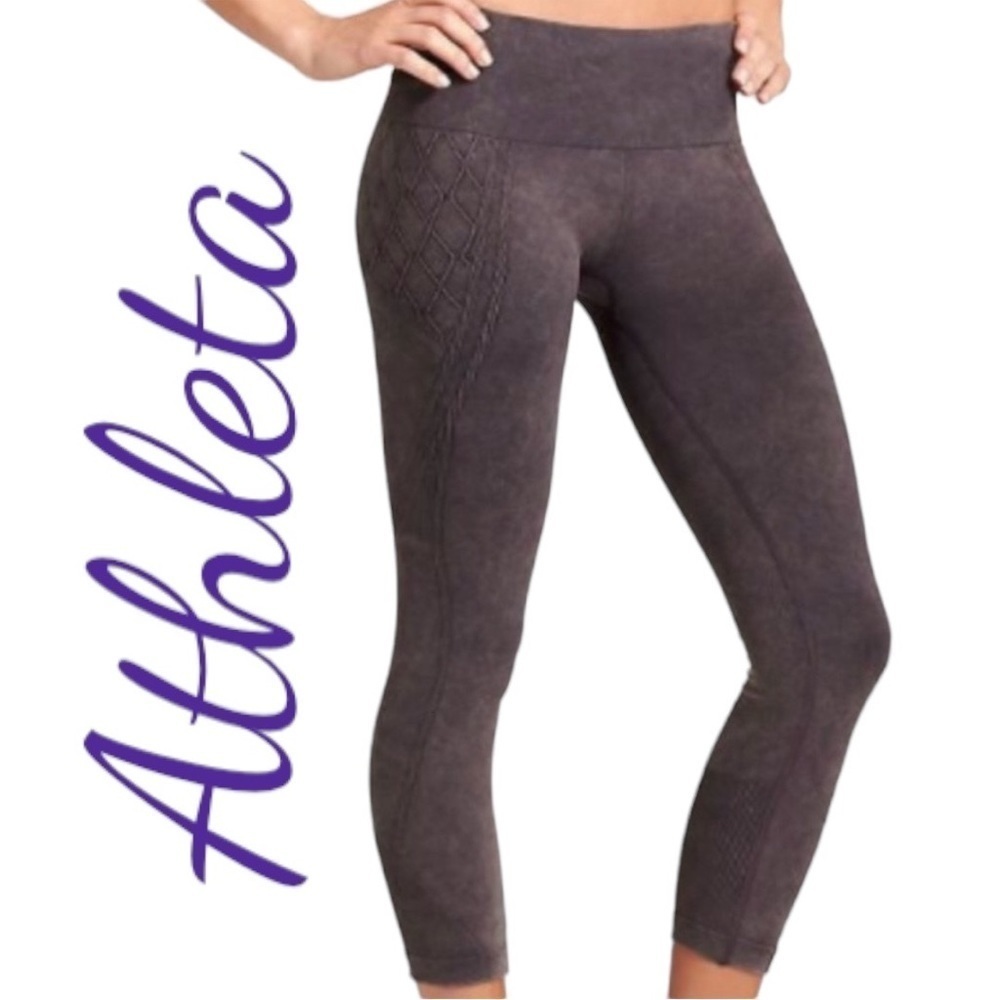 ATHLETA Recharge Cropped Seamless Leggings Sunfaded Gray, Size Small